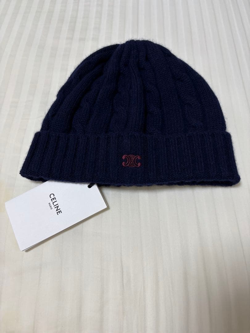 CELINE ネイビー カシミヤ　ニット帽