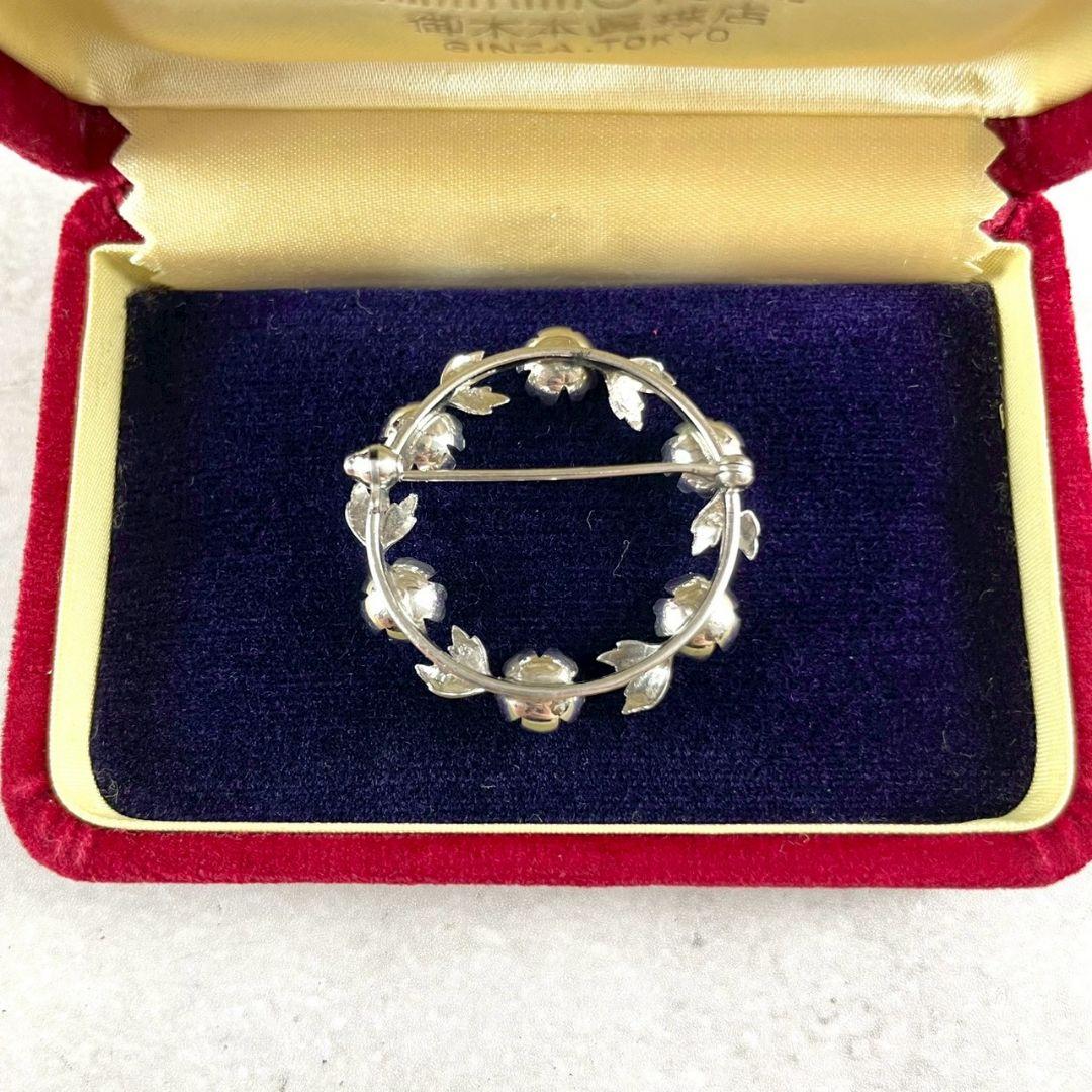 MIKIMOTO ミキモト ブローチ パール リース型 本真珠 箱付き SV
