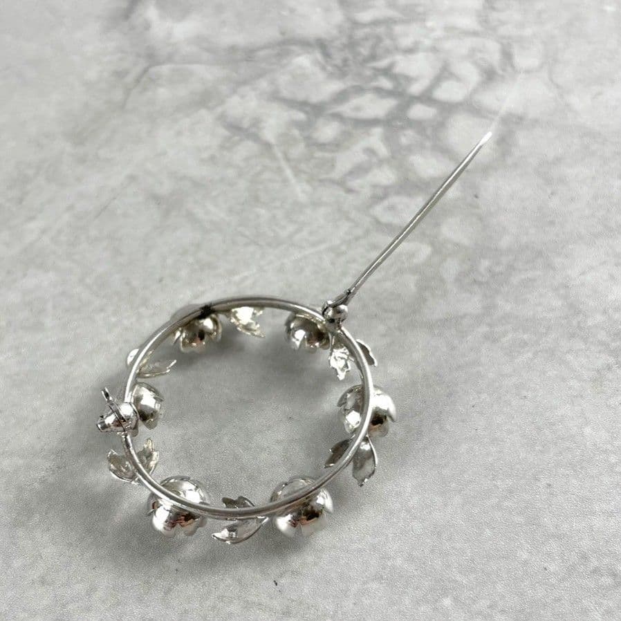 MIKIMOTO ミキモト ブローチ パール リース型 本真珠 箱付き SV