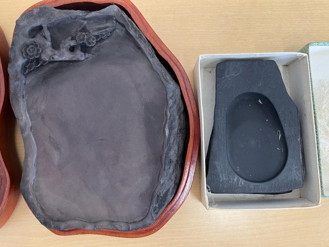 天然梅雀　宋抗　那智黒石硯　セット　書道　硯　希少