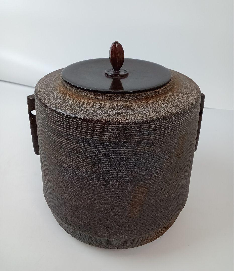 【釜師 人間国宝 佐藤浄清】筒釜 糸目地紋 茶道具 美術品 工芸品 コレクション