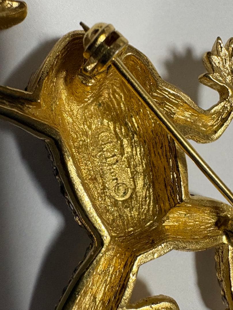 希少 クリスチャンディオール ブローチ カエル 蛙 ラインストーン ヴィンテージ