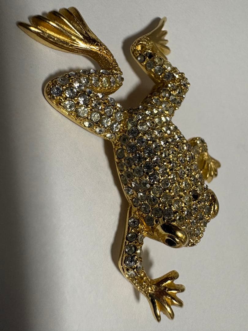 希少 クリスチャンディオール ブローチ カエル 蛙 ラインストーン ヴィンテージ