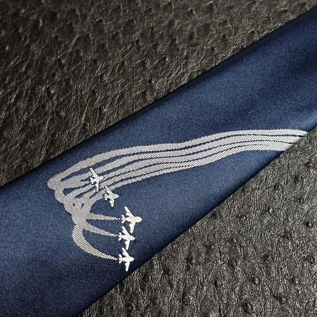 Z209 希少◆ブルーインパルスF86/JASDF 刺繍柄ネイビー系公認ネクタイ