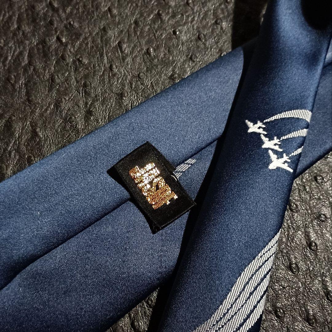 Z209 希少◆ブルーインパルスF86/JASDF 刺繍柄ネイビー系公認ネクタイ