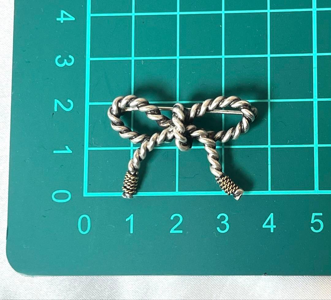 ティファニー　リボン　ブローチ　750/925 18金シルバー925 新品磨き済