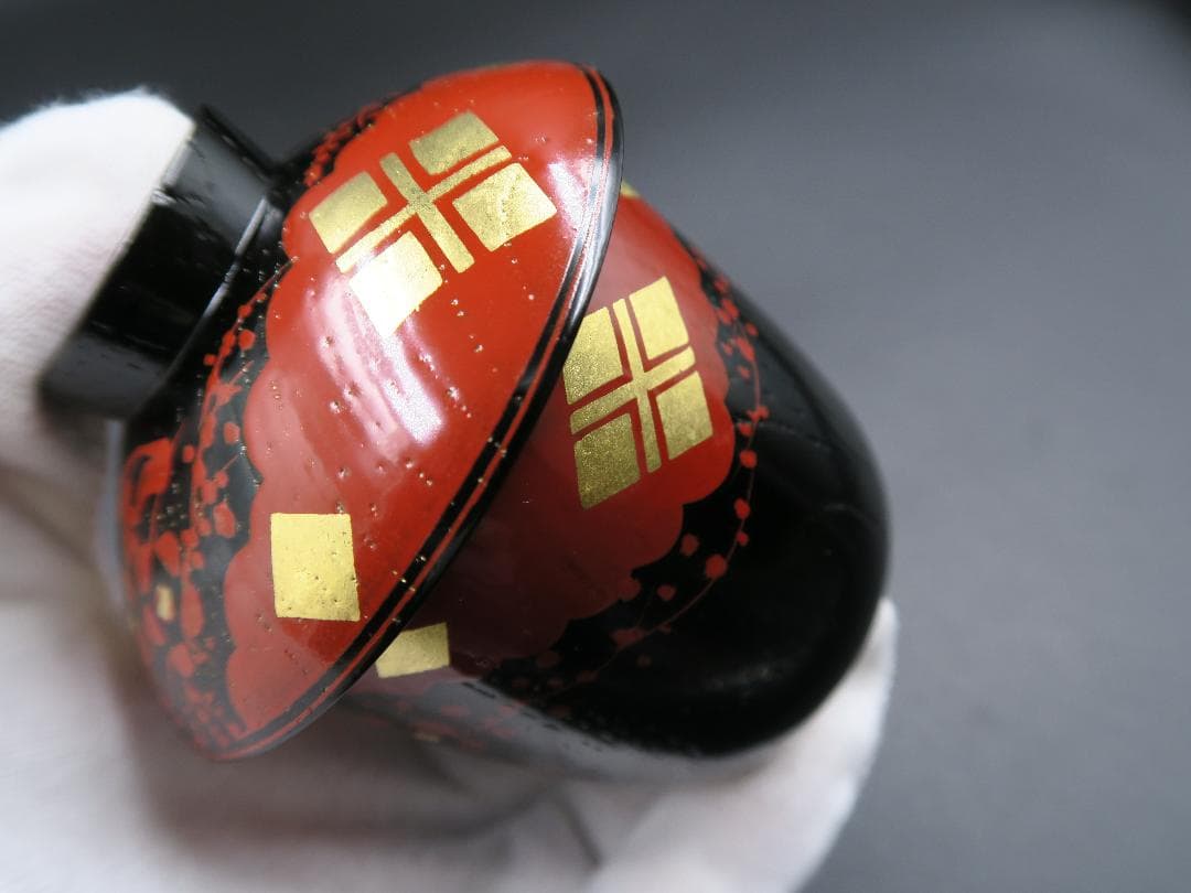 【輪島塗】小吸物椀 秀衡紋様 箸洗 濱田屋謹製 天然木 五客揃 共箱