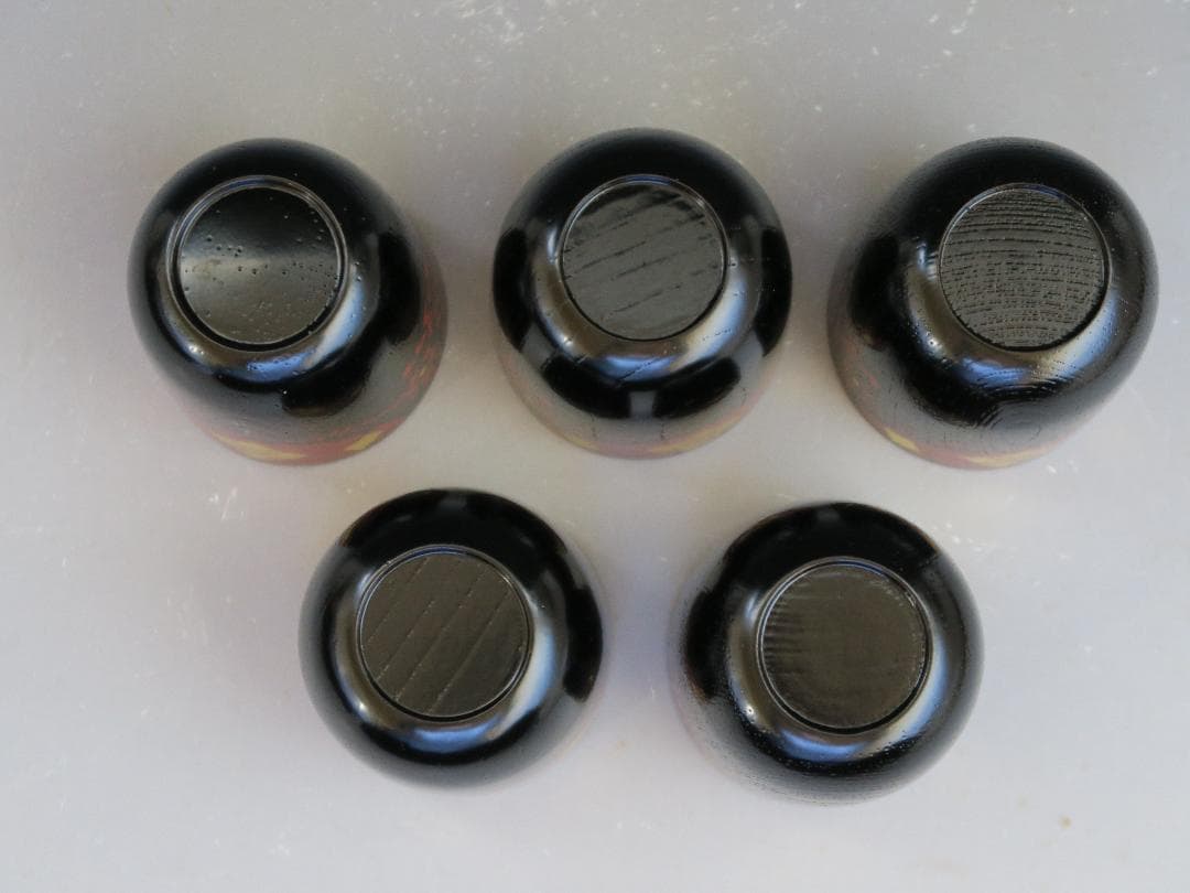 【輪島塗】小吸物椀 秀衡紋様 箸洗 濱田屋謹製 天然木 五客揃 共箱