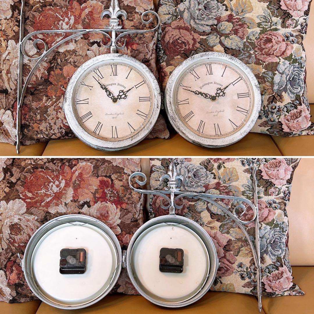 おしゃれな壁掛け時計 №.1 両面時計ウォールクロック アンティーク時計