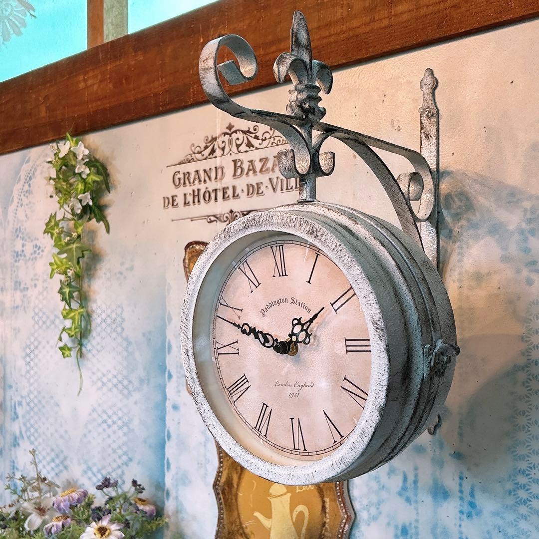 おしゃれな壁掛け時計 №.1 両面時計ウォールクロック アンティーク時計