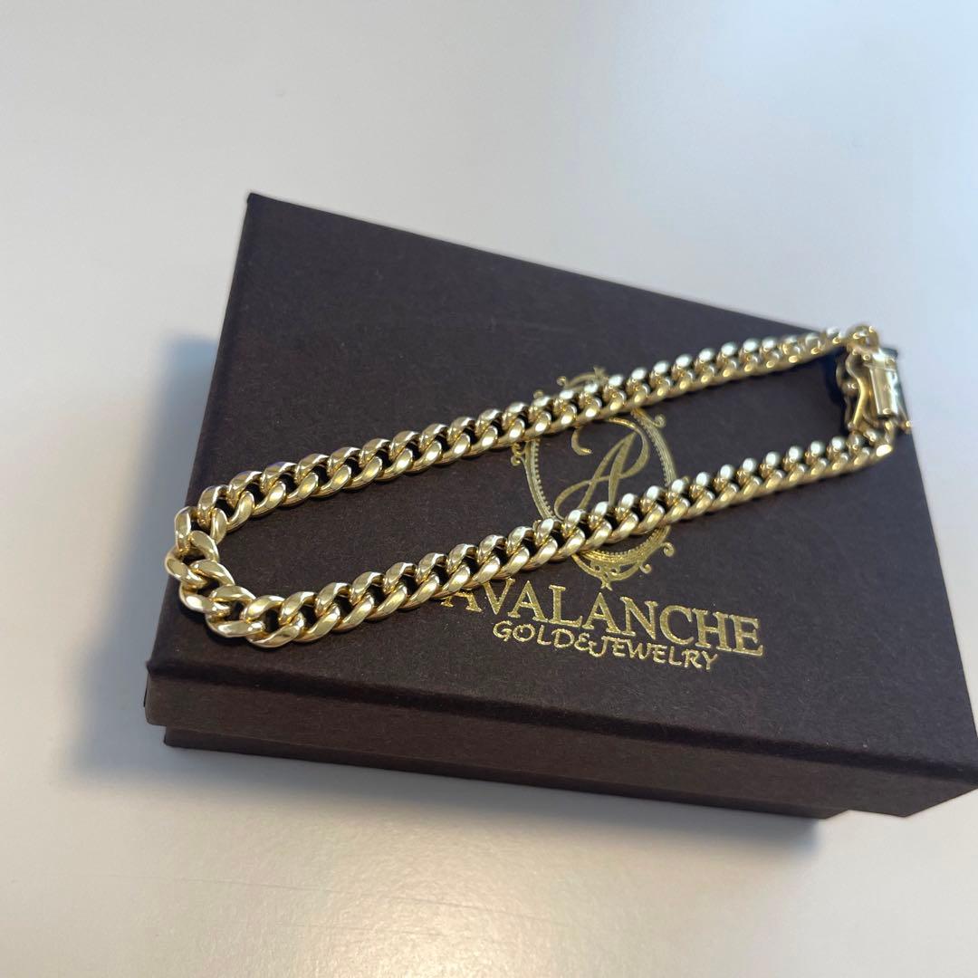 アヴァランチ　10k イエローゴールド　マイアミブレスレット　18cm メンズ