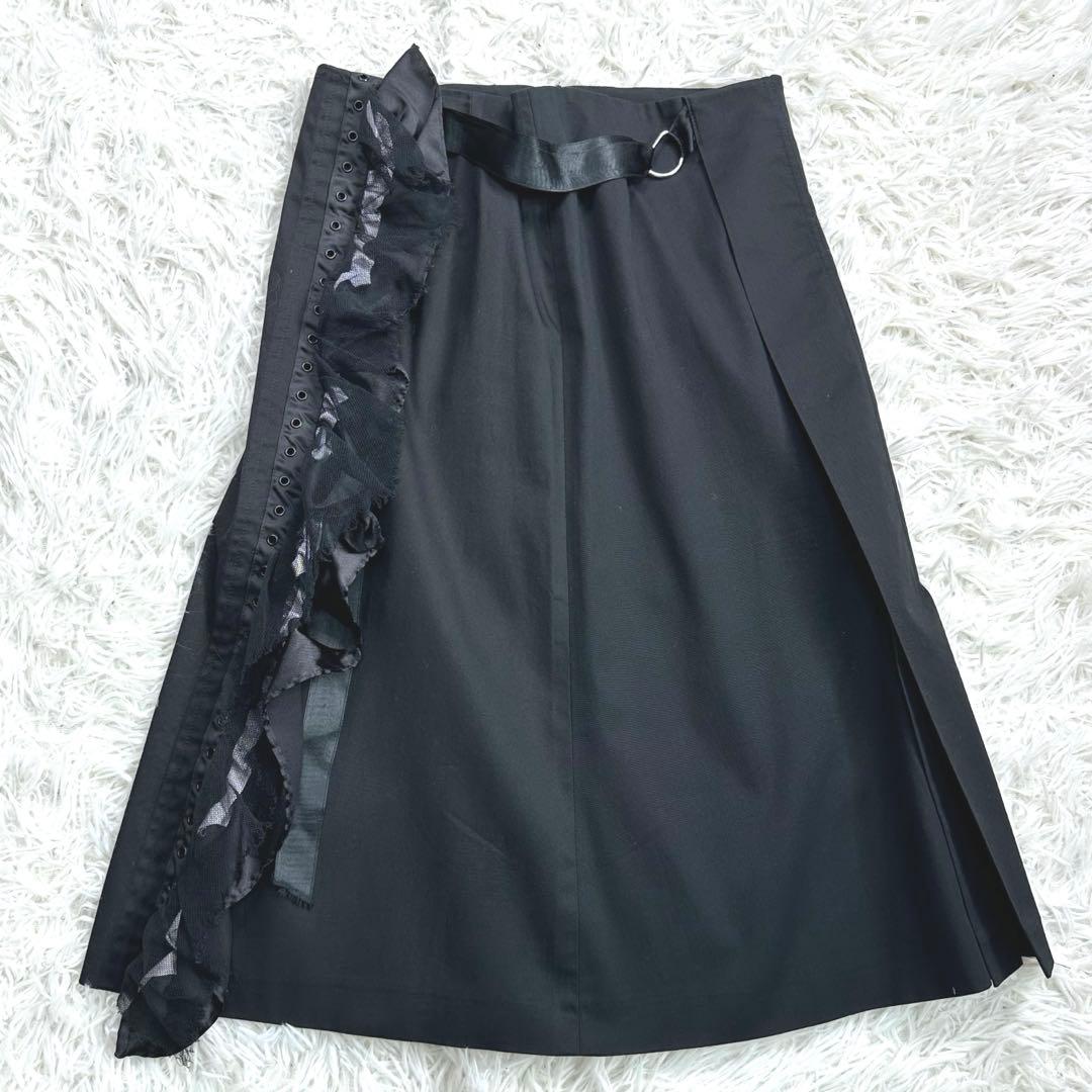 D&Gドルチェアンドガッバーナ サテン　レース　フリルスカート　ブラック　黒