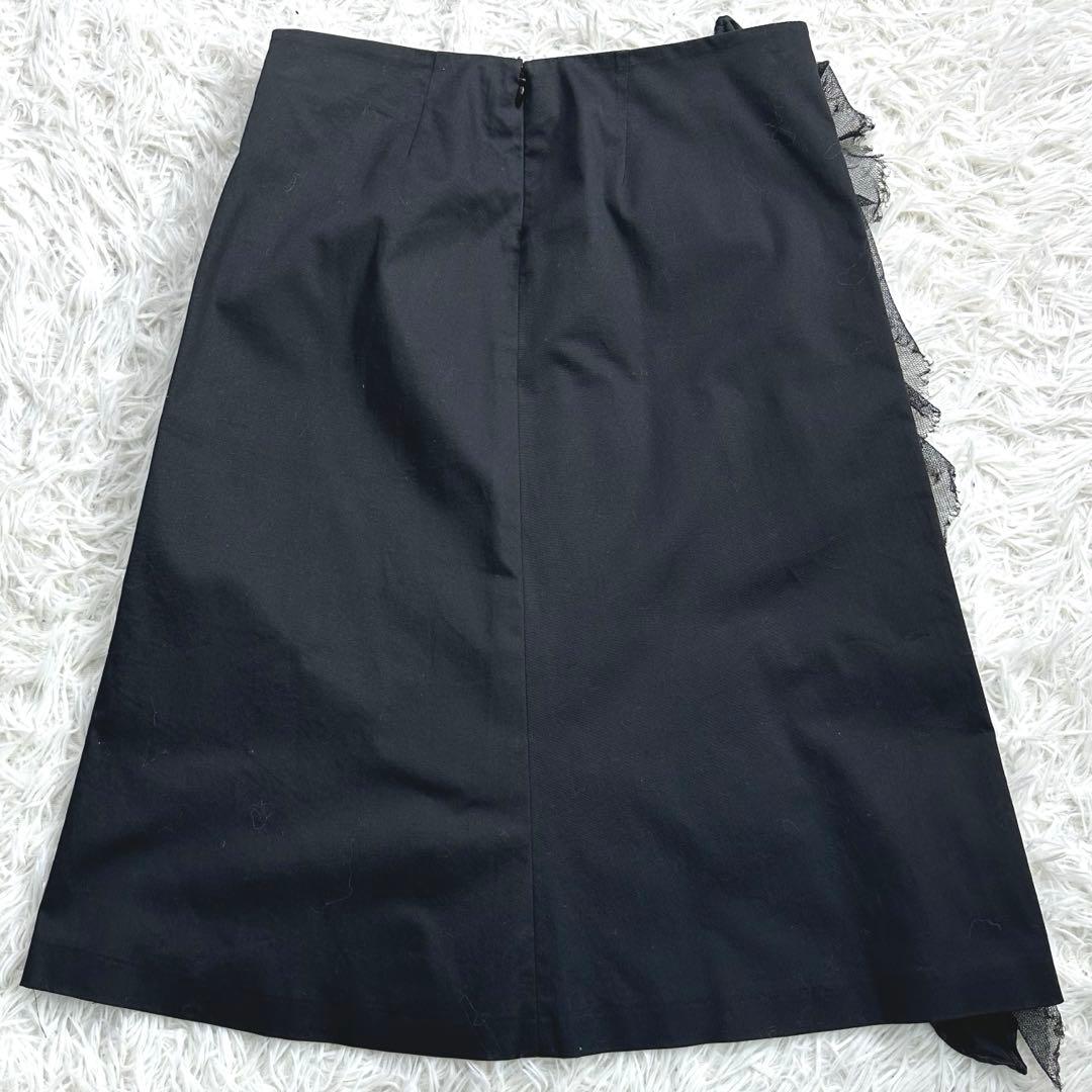 D&Gドルチェアンドガッバーナ サテン　レース　フリルスカート　ブラック　黒