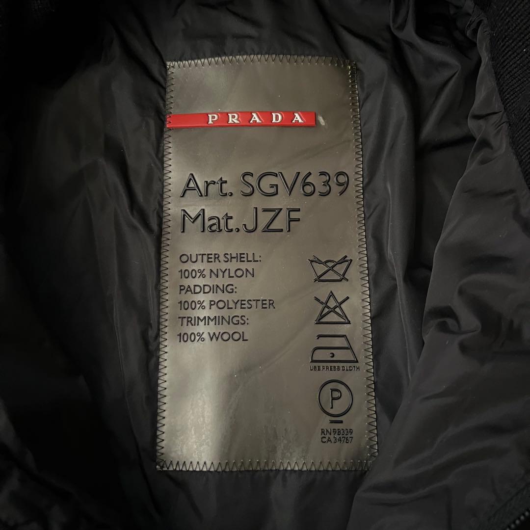美品 PRADA SPORTS ナイロン 中綿ジャケット ラバーロゴ 黒 44