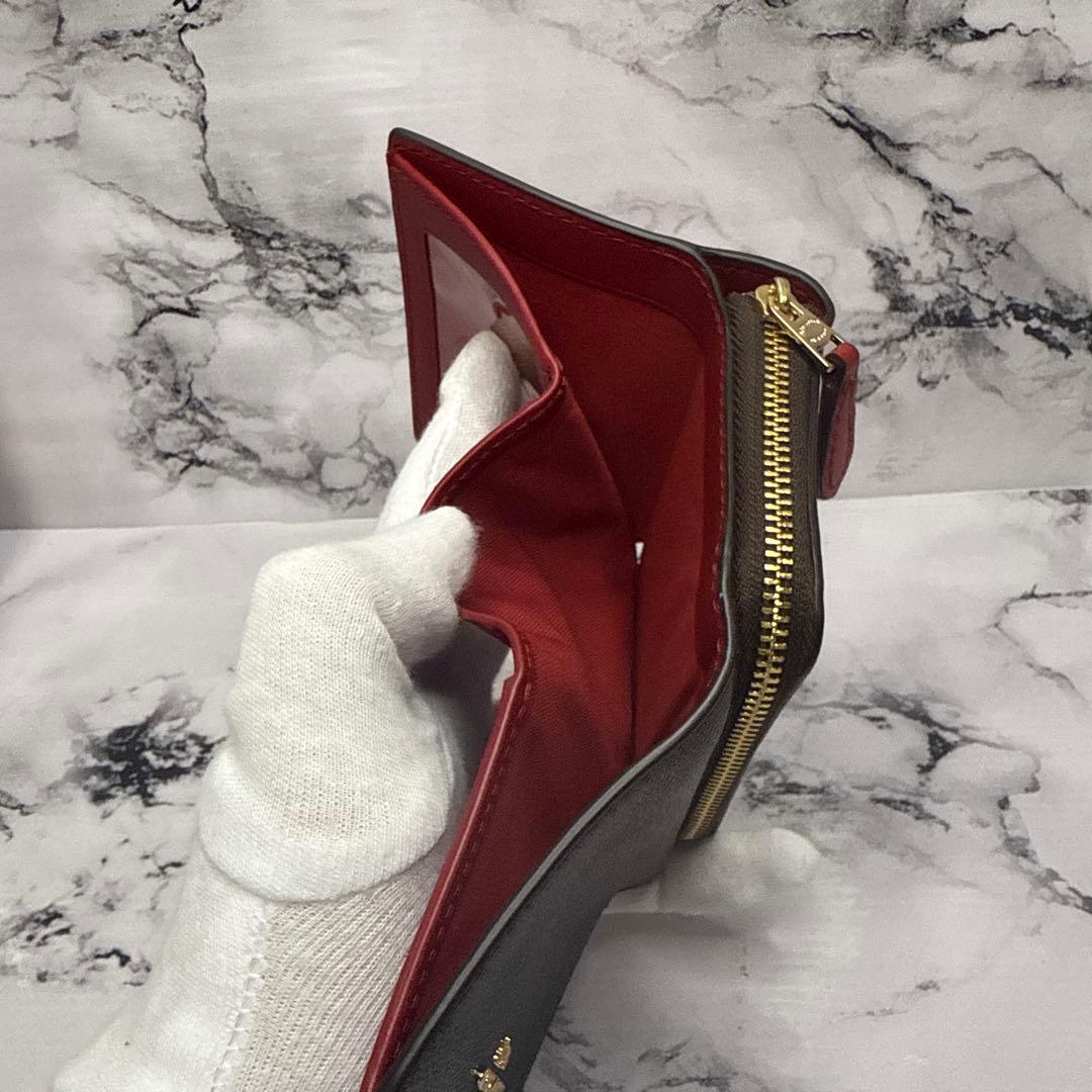 (未使用品)大人気、コーチ、折財布、PVC、レザー、ドッキング、人気色、茶、金