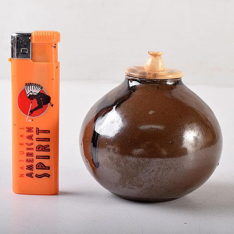 茶道具　尾戸焼　茄子茶入　仕覆付　時代箱　V　8195