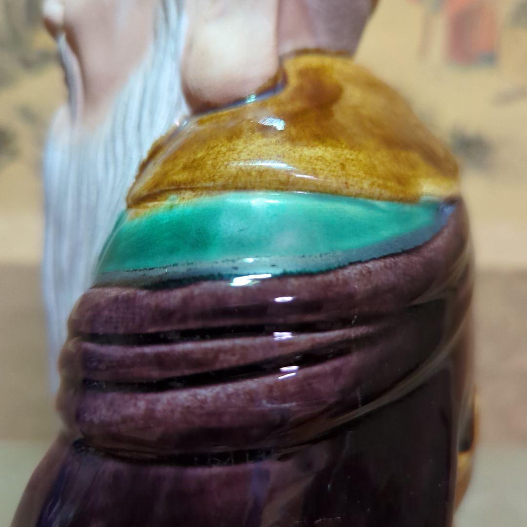 骨董品　古道具　古美術　陶器置物　九谷焼　糠川清章　寿老人　仙人