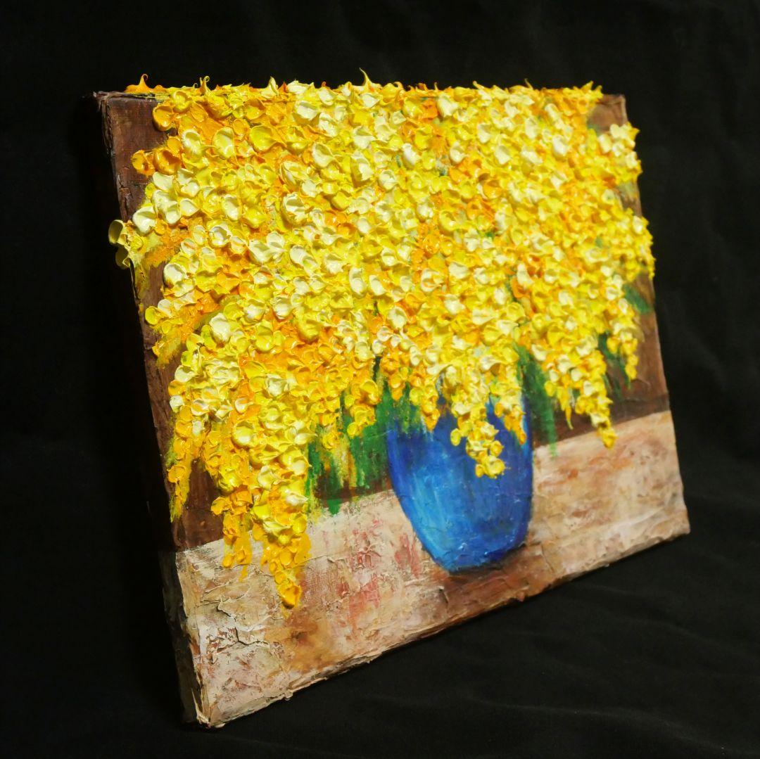 油絵 油彩 油彩画 絵 絵画 【ミモザ】F4号