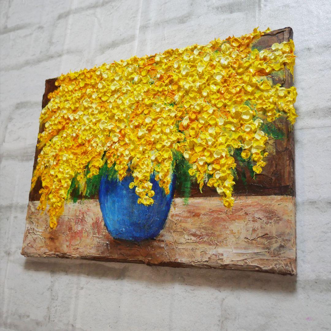 油絵 油彩 油彩画 絵 絵画 【ミモザ】F4号