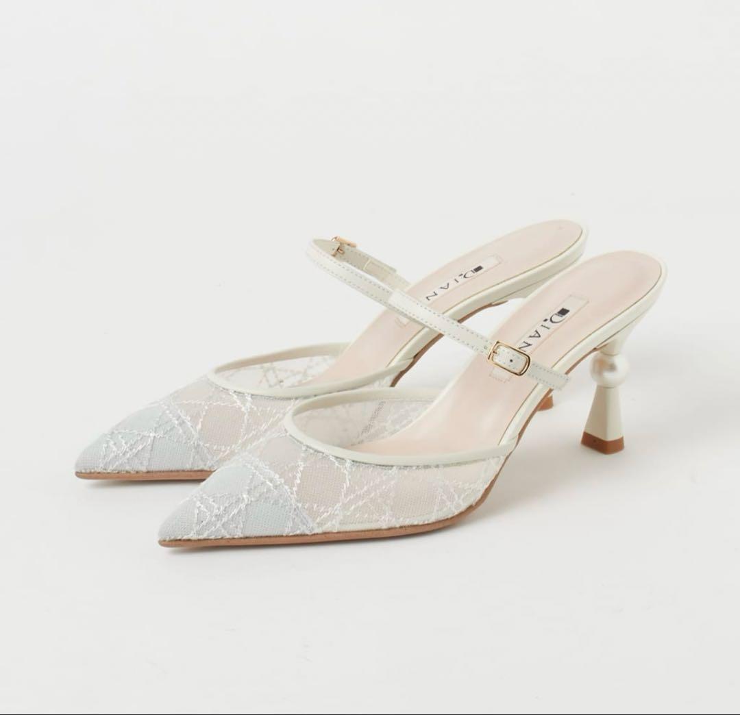 美品【DIANA】 《Pearl Collection》パールヒールミュール