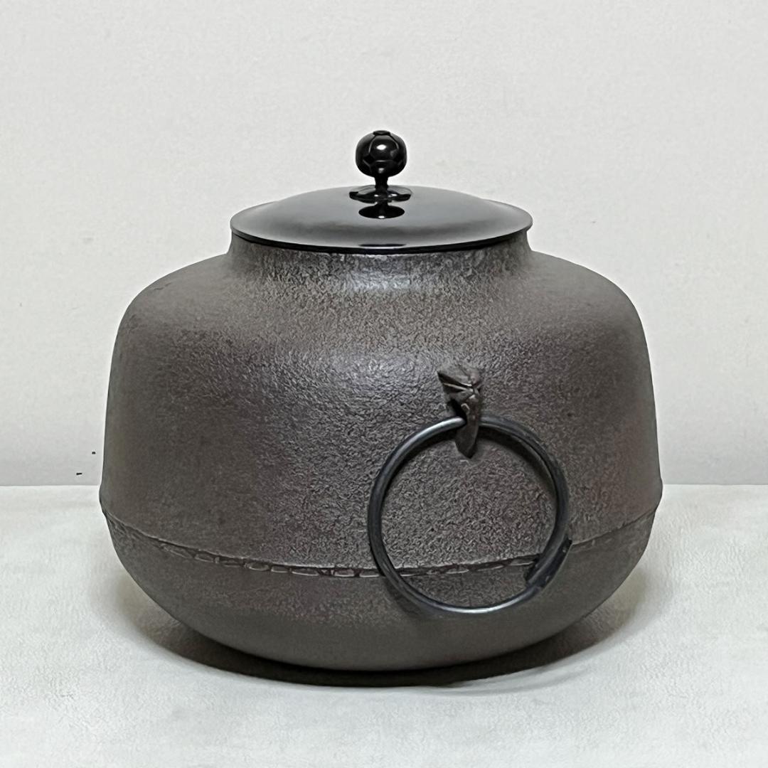 高橋敬典 阿弥陀釜 共箱 茶釜 茶道具 【k3639】