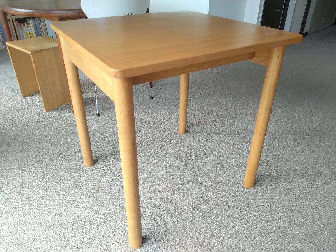 【美品】MUJI無印良品 木製テーブル70×70cm ラバーウッド材ナチュラル