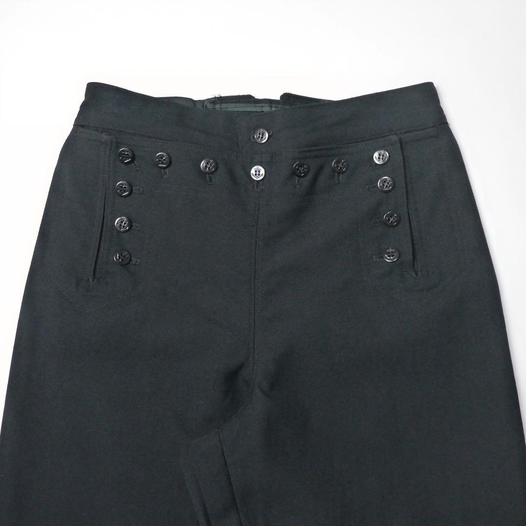 80sビンテージUS NAVYミリタリー ウール セーラーパンツ黒フレア ワイド