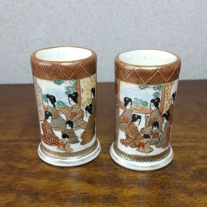 薩摩焼 金襴手 茶巾筒 丸十 安井