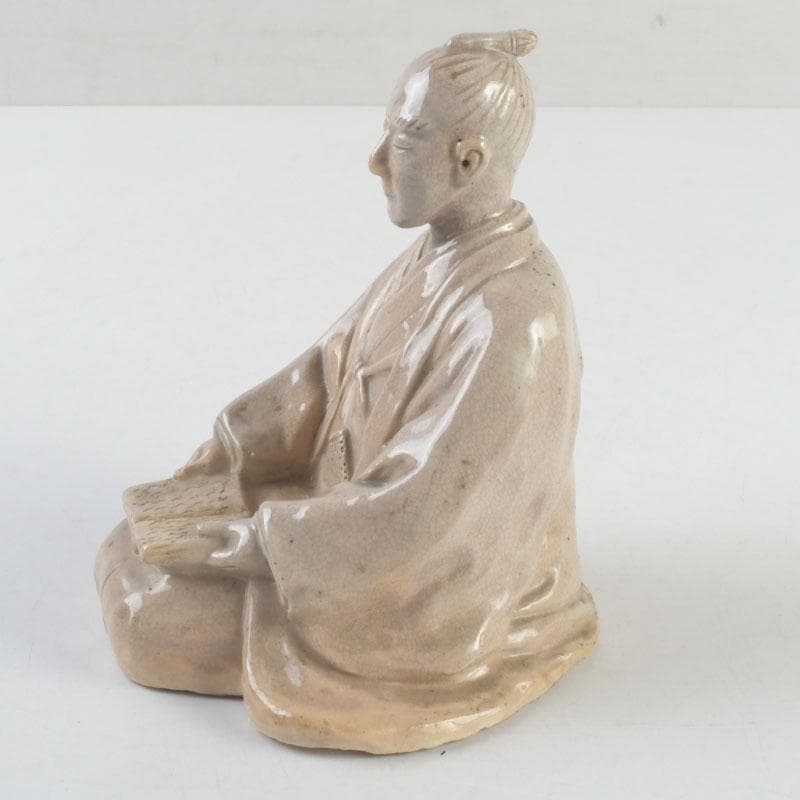 小倉屋清兵衛　十世　坂高麗左衛門作　吉田松陰坐像　置物　共箱　C　9256