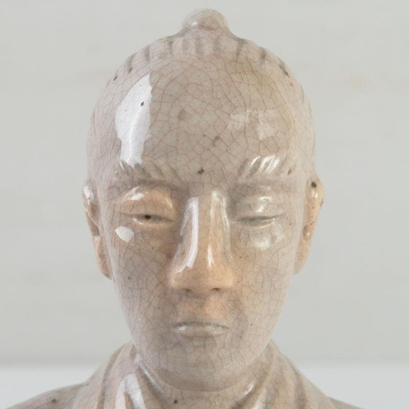 小倉屋清兵衛　十世　坂高麗左衛門作　吉田松陰坐像　置物　共箱　C　9256