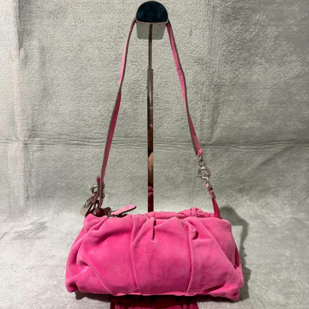バッグ D&G Gathering Shoulder Bag Suede Pink