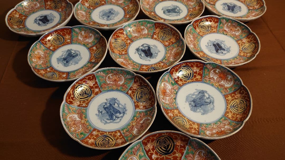 伊万里　古伊万里 　大聖寺伊万里 　 輪華皿 　 明治 　10客