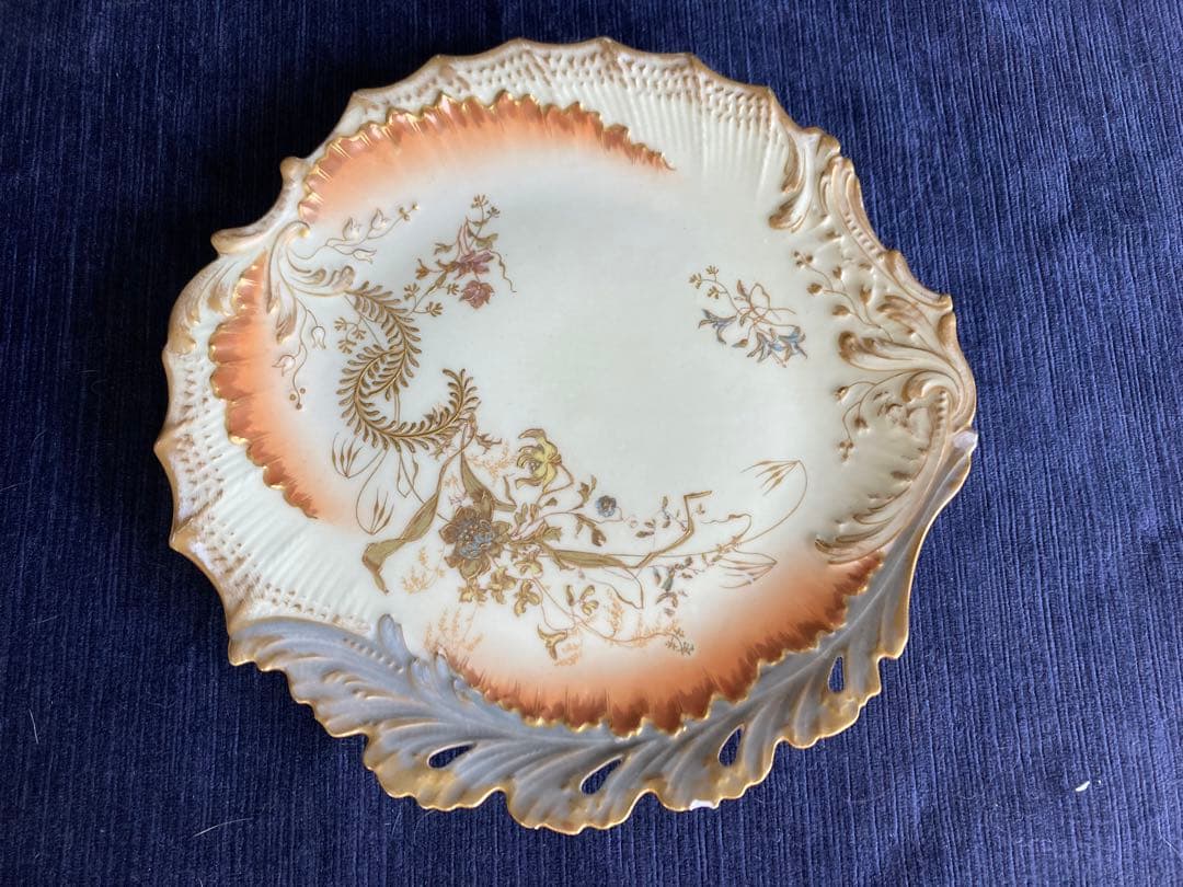 アンティーク花柄プレート フランス製 リモージュ ピンクのぼかし
