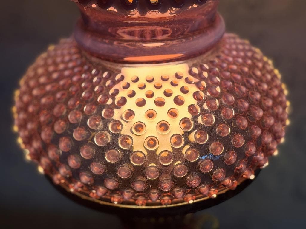 フェントン　ホブネイル　クランベリー　オパールセント　ランプスタンド