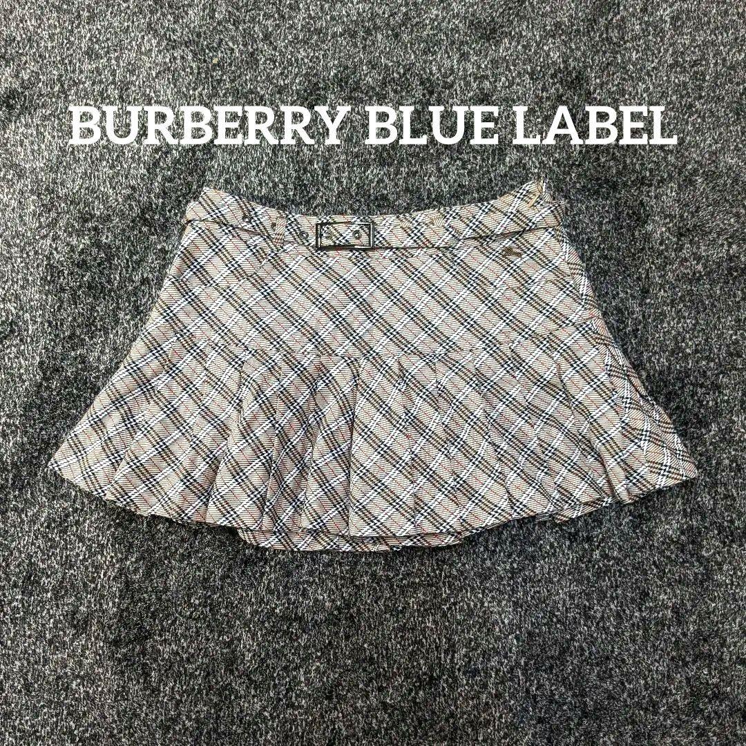 バーバリー　ノバチェック　キュロット　プリーツミニスカート　ベルト　ホース刺繍