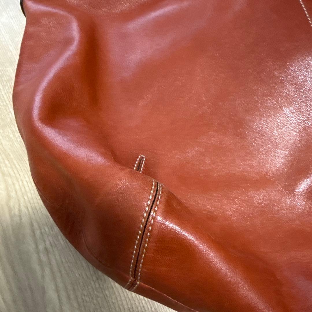 コーチcoach レッドブラウン レザー ショルダーバッグ