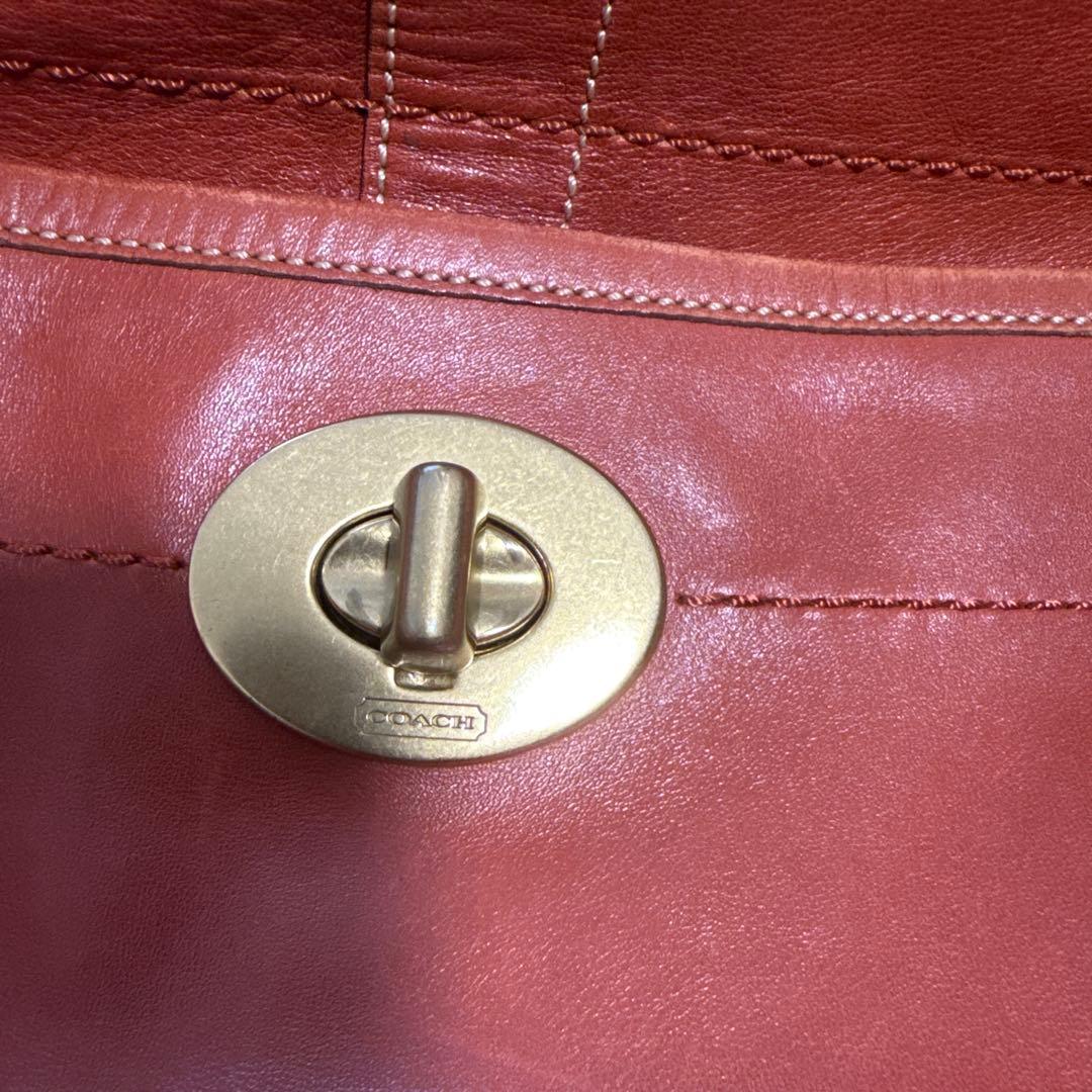 コーチcoach レッドブラウン レザー ショルダーバッグ