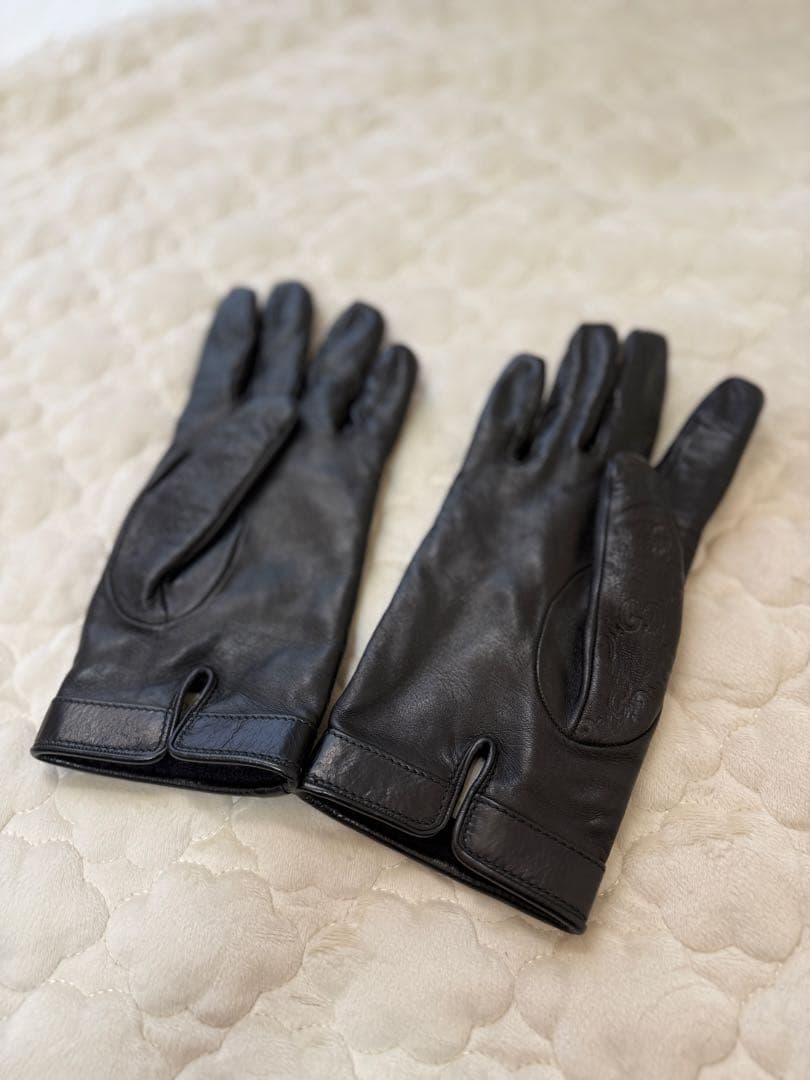 GUCCI 総柄　レザーグローブ　手袋