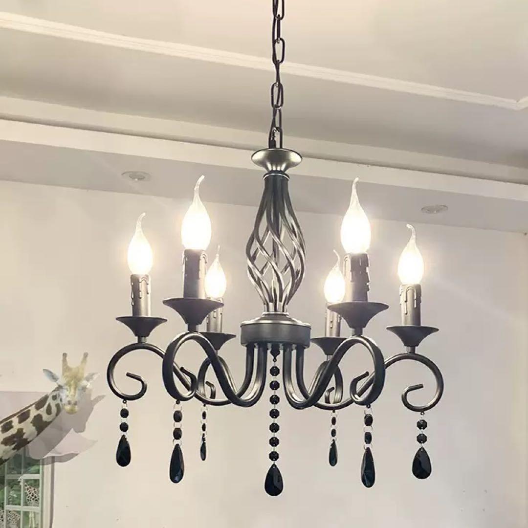 ブラック 6灯シャンデリア