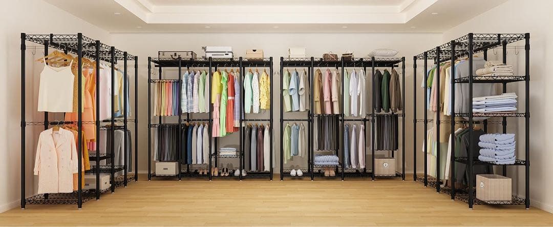 ハンガーラック 頑丈 4層 大容量 ワードローブ 4つの組み立て方法