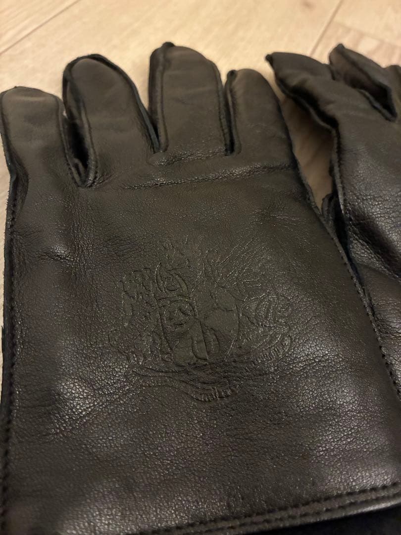 ダンヒル　レザー製 黒手袋 エンブレム付き