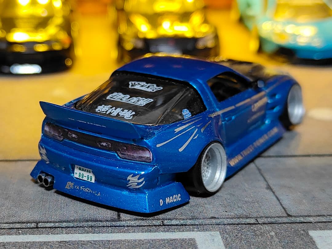 ホットウィールカスタム 日産 180sx フルエアロ ドリ車 深リムトミカ改造青