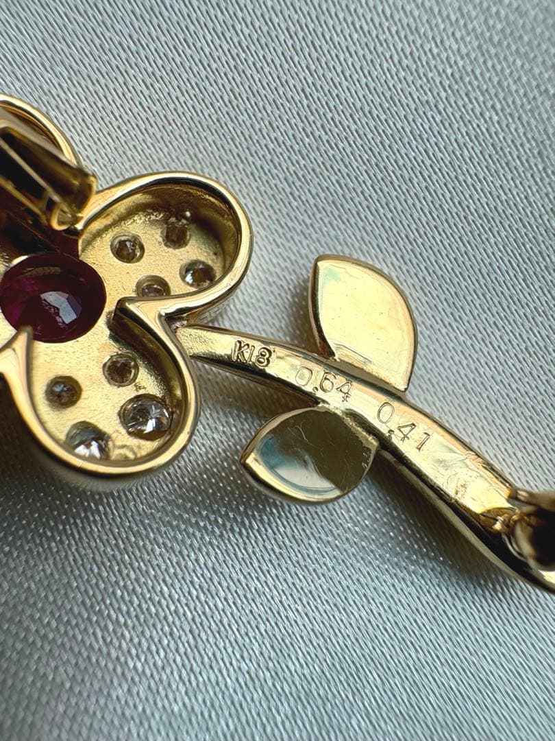 K18 ブローチ ダイヤ ルビー ガーネット ピンクダイヤモンド