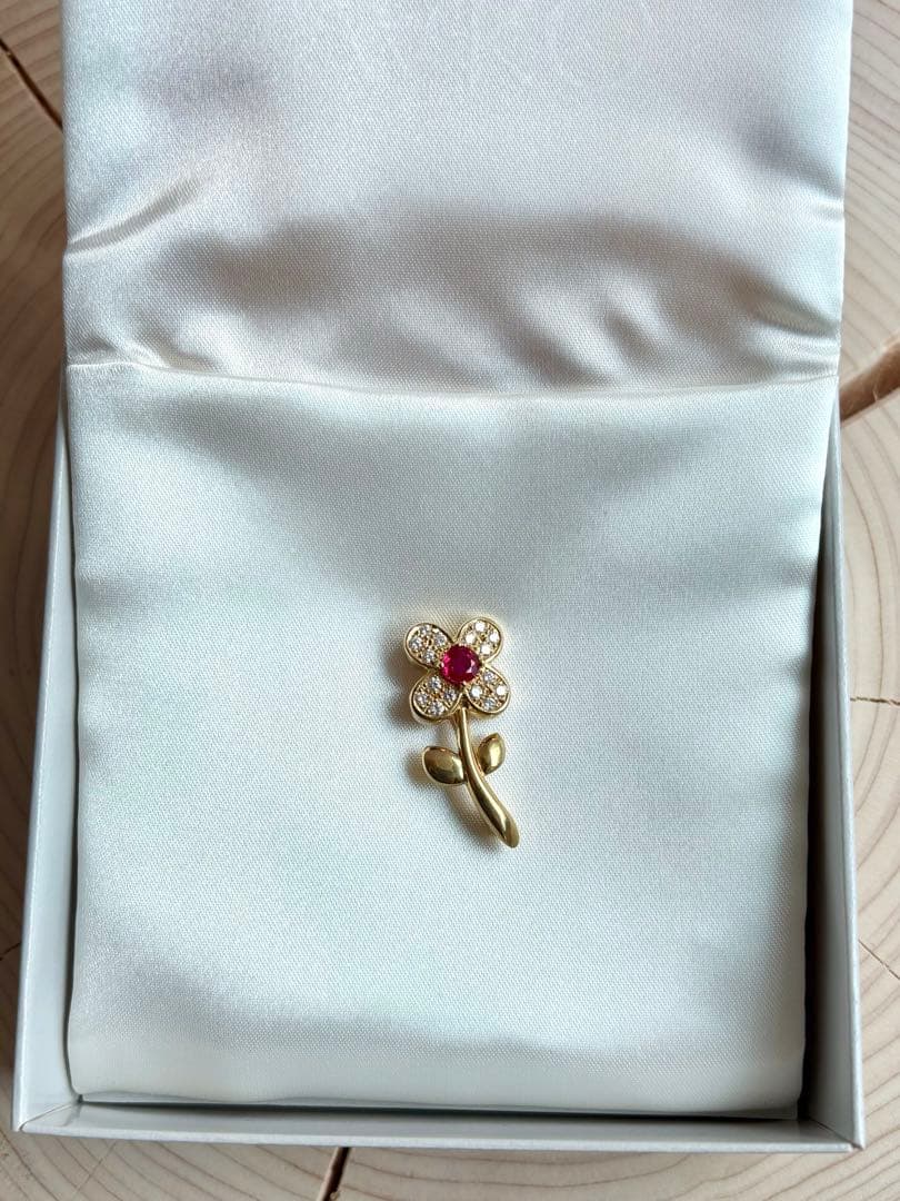 K18 ブローチ ダイヤ ルビー ガーネット ピンクダイヤモンド