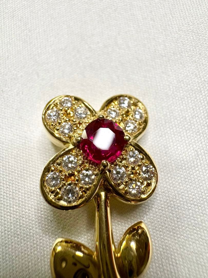 K18 ブローチ ダイヤ ルビー ガーネット ピンクダイヤモンド
