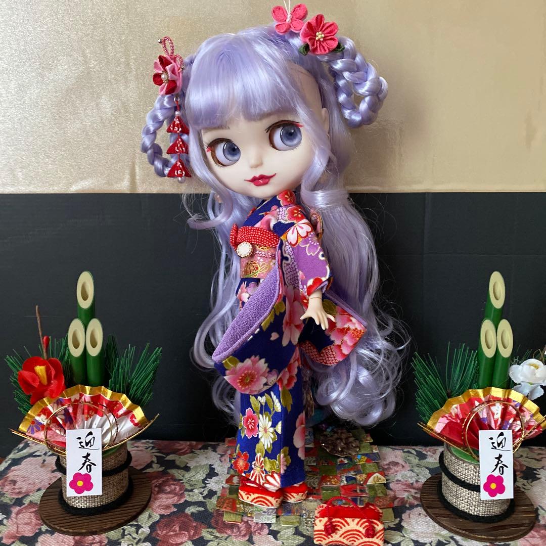 『謹賀新年 2026』カスタムドール 薄いピンク&水色mixふんわりパープルヘア