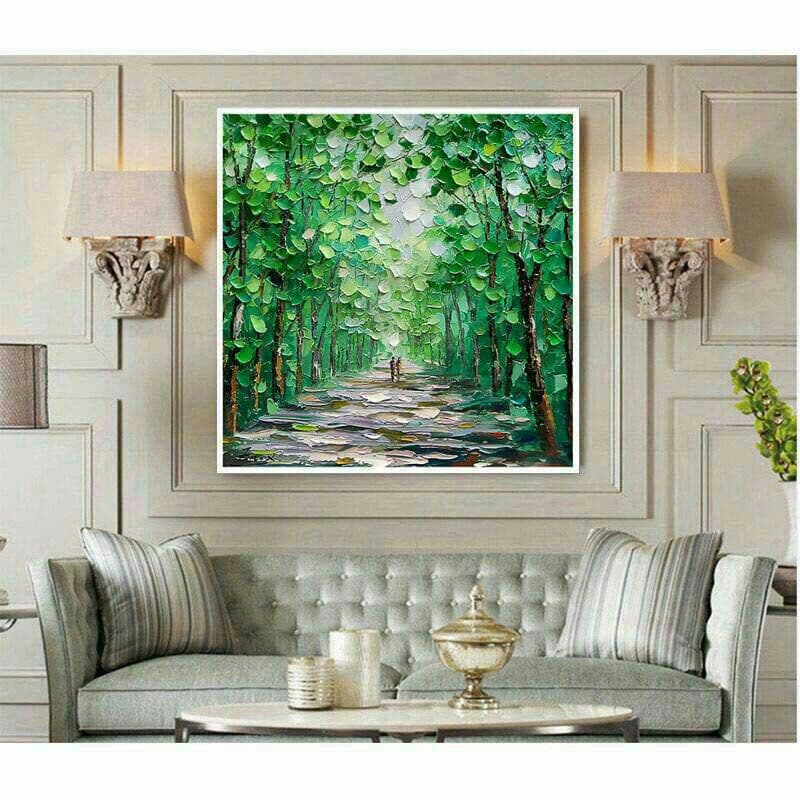 自然の風景 ミニマリストのモダンな手描きの風景油絵