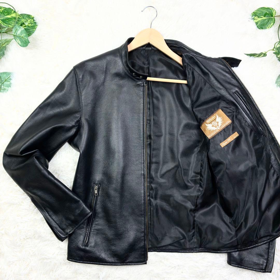 美品　リコリス　ラムレザー　シングルライダース　レザージャケット　3L　ブラック