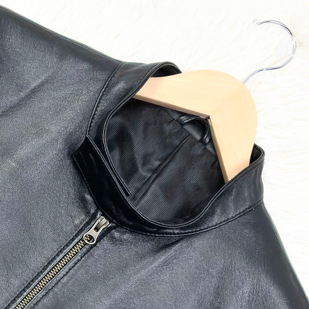 美品　リコリス　ラムレザー　シングルライダース　レザージャケット　3L　ブラック