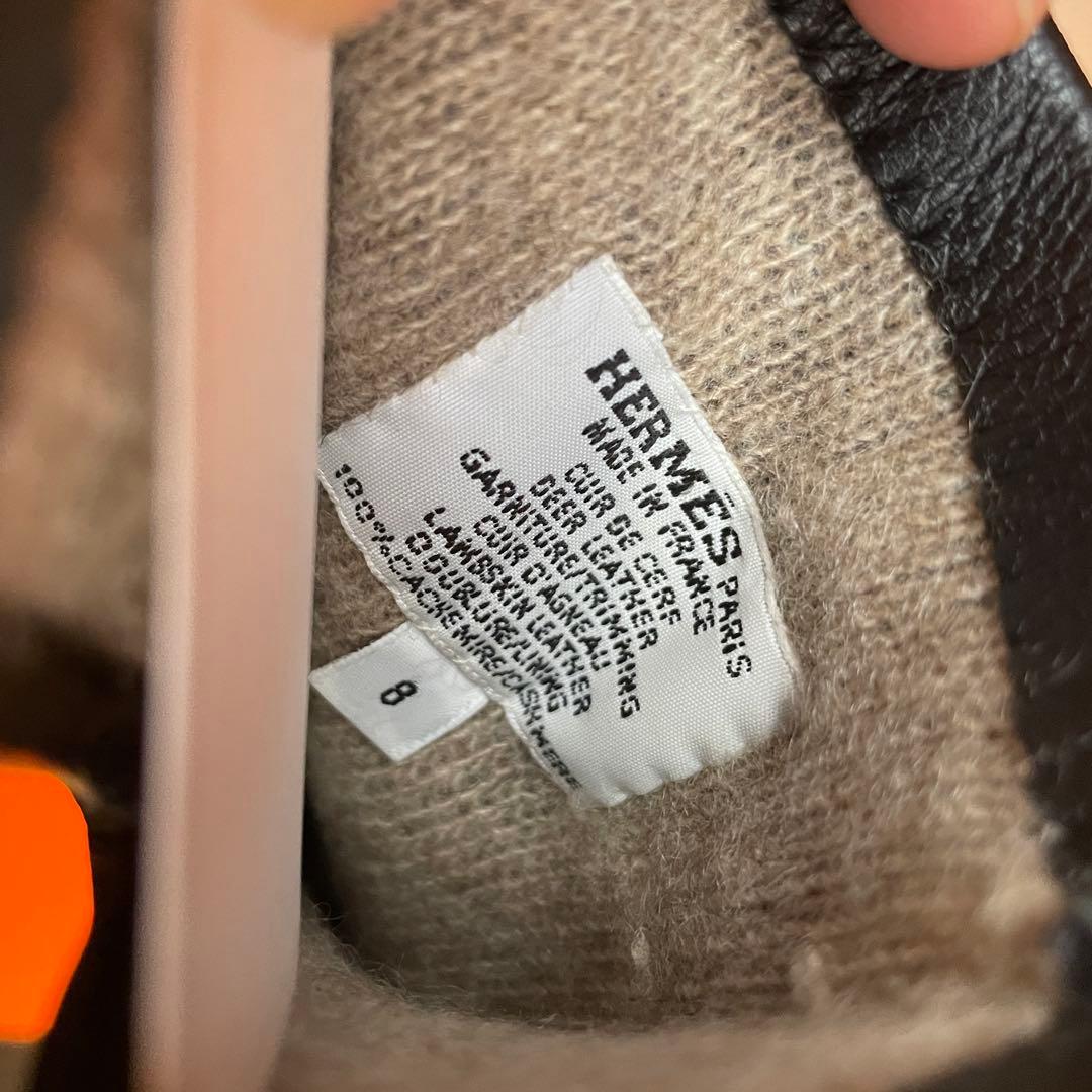 未使用 HERMES 鹿革 レザー手袋 カシミア裏地 ディアスキン サイズ8